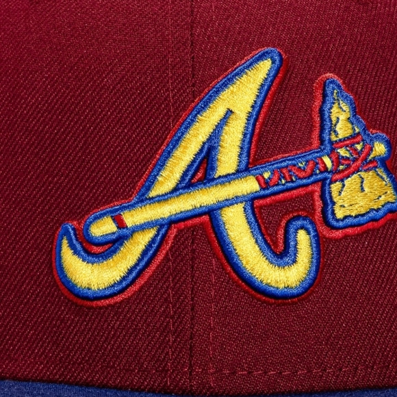 New Era 59Fifty Sangria Atlanta Braves 2000 ASG Patch Fitted Hat Size 7 3/8 🎁 - Picture 3 of 4